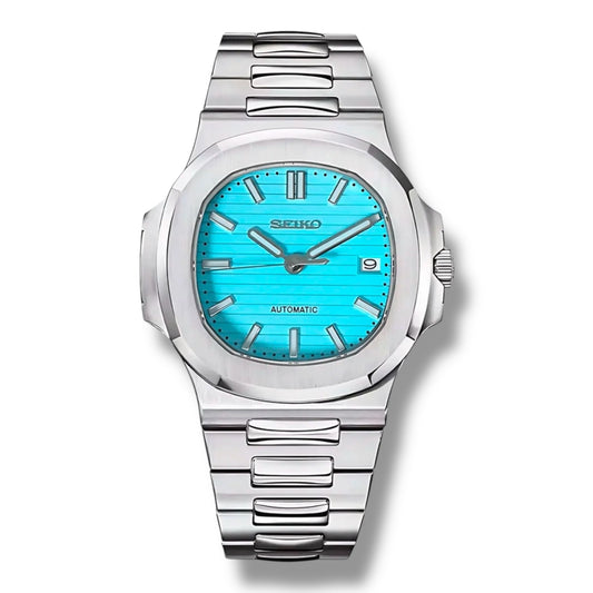 Montre Seiko Nautilus Sky en acier inoxydable – Cadran bleu ciel texturé, index luminescents et mouvement automatique de haute précision. Design exclusif et raffiné